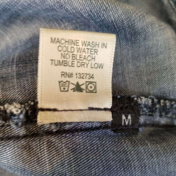 Cloth & Stone dark wash chambray long sleeve button front top women's size M - Picture 7 of 9